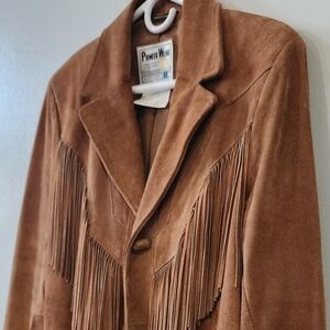 Vintage From The 70's PIONEER Mens Brown Fringe Leather Suede Jacket